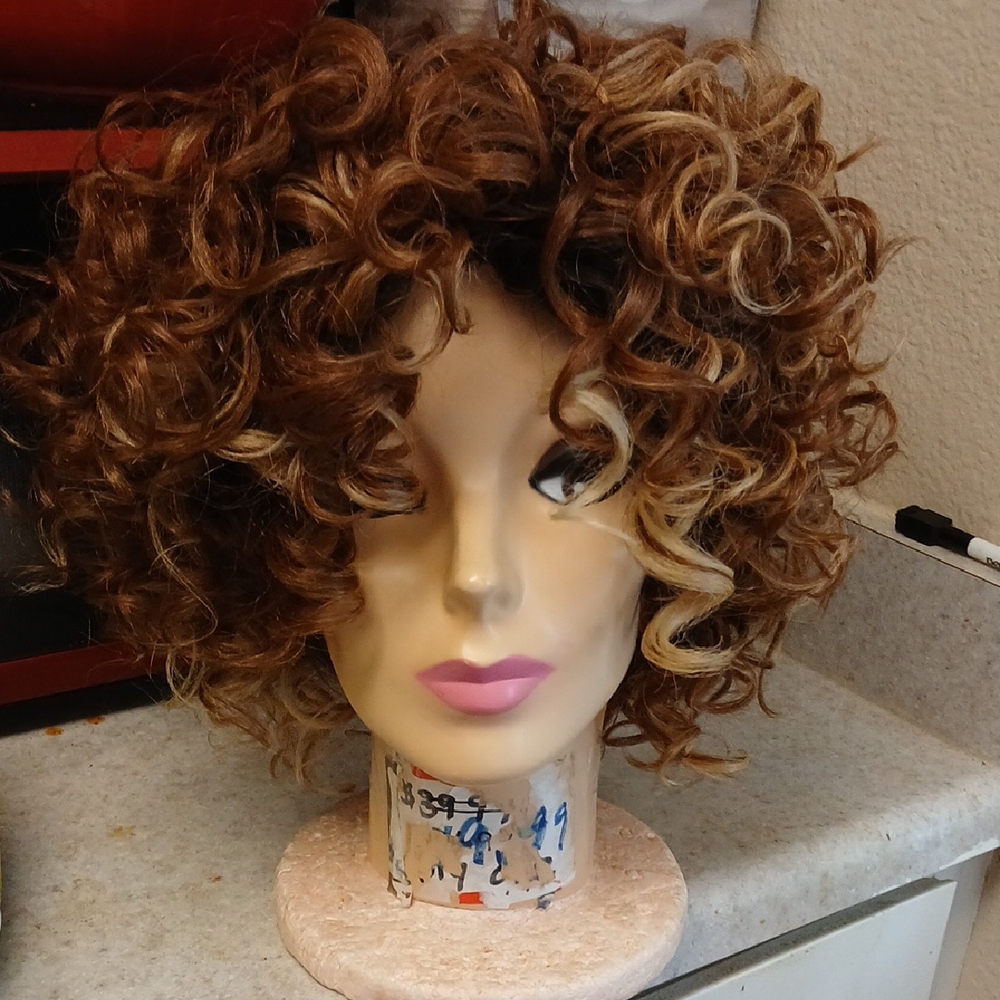 Curly Brown and Blonde Wig